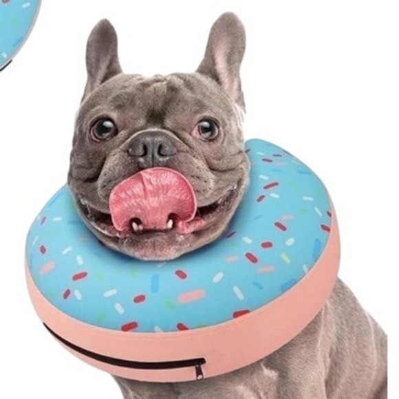 Inflatable Donut Dog Recovery Collar Sz XXL Pet Cone / Blue Sprinkles - Picture 2 of 6